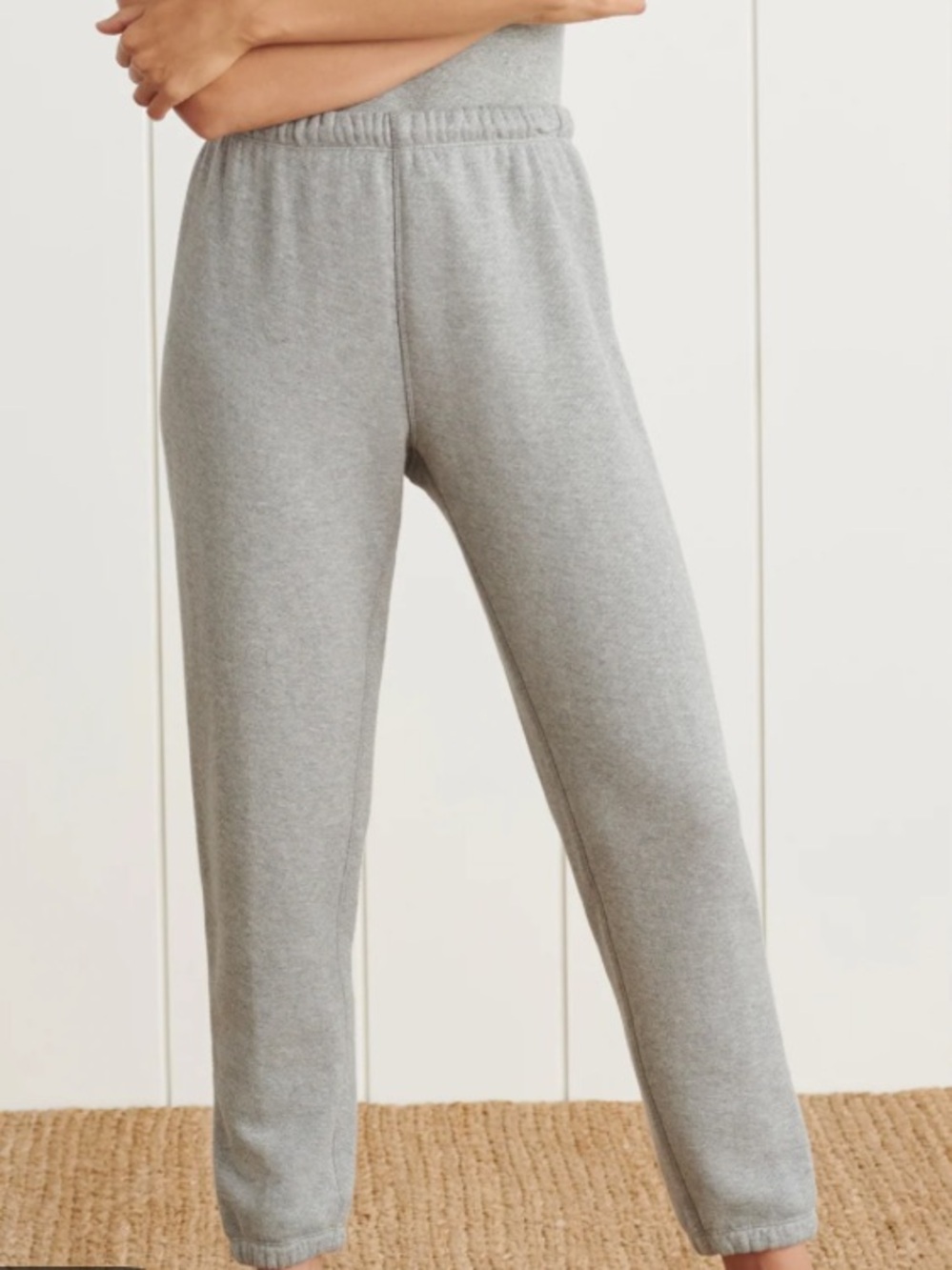 Jenni Kayne Saturday Cozy High-Waist Gray Knit Joggers
